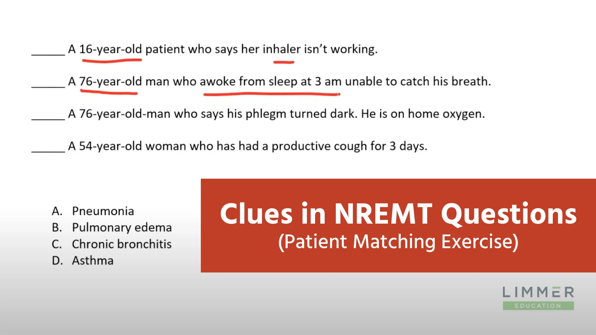 Clues in NREMT Questions (Patient Matching Exercise) Thumbnail