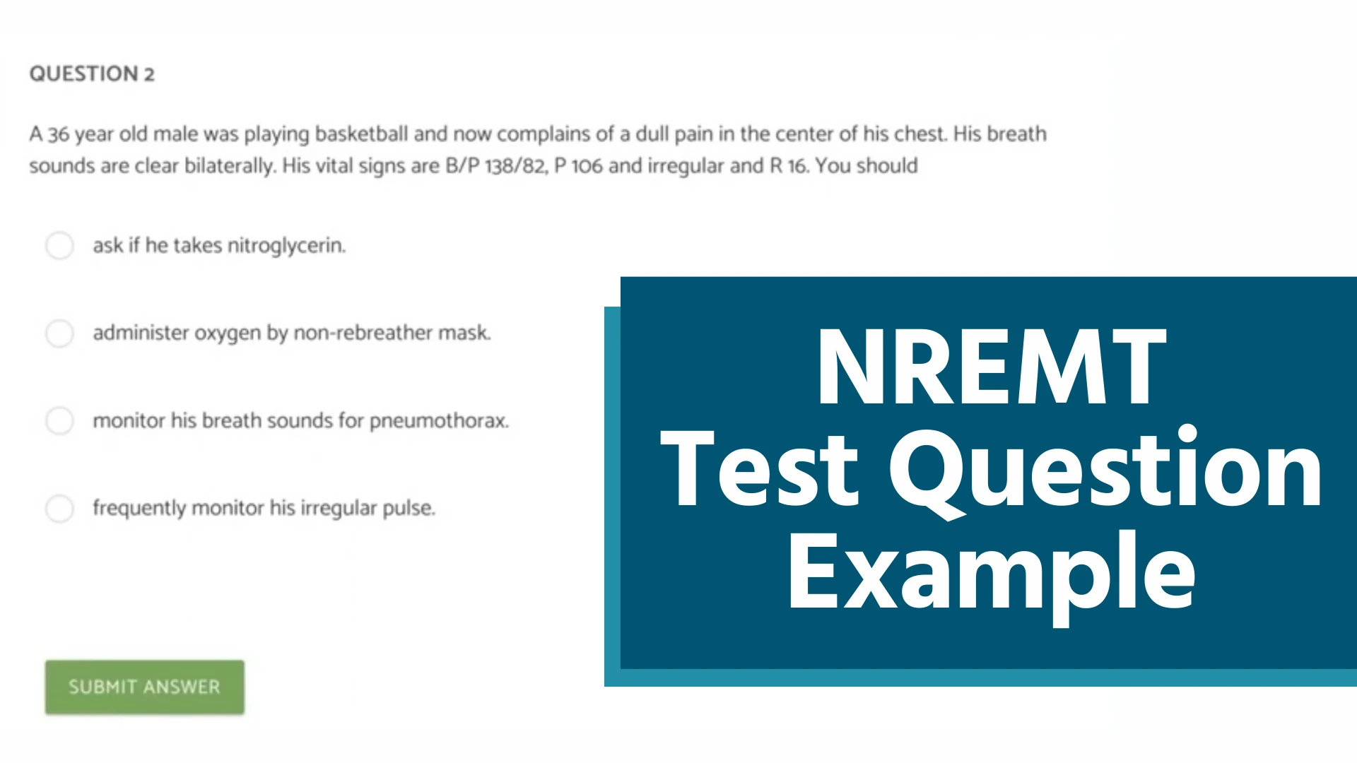 NREMT Test Question Example Thumbnail